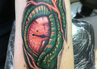 Tatto en el brazo de ojo animal